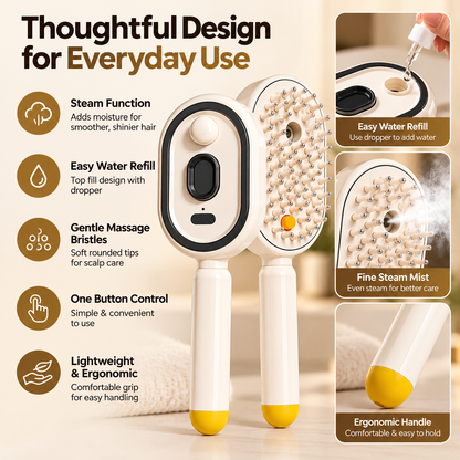 3-in-1 Steam Hair Brush Comb – For Smooth & Manageable Hair